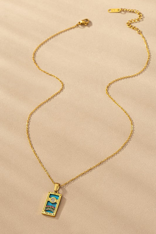 water proof TARROT CARD NATURAL STONE NECKLACE