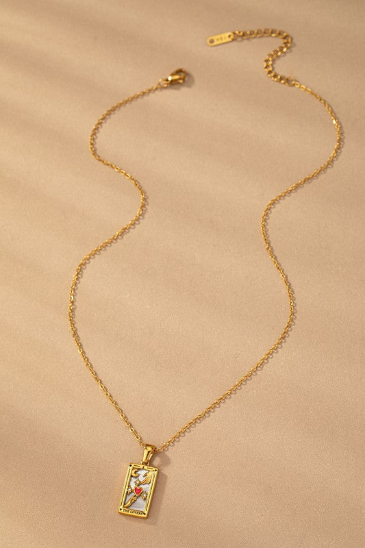 water proof TARROT CARD NATURAL STONE NECKLACE