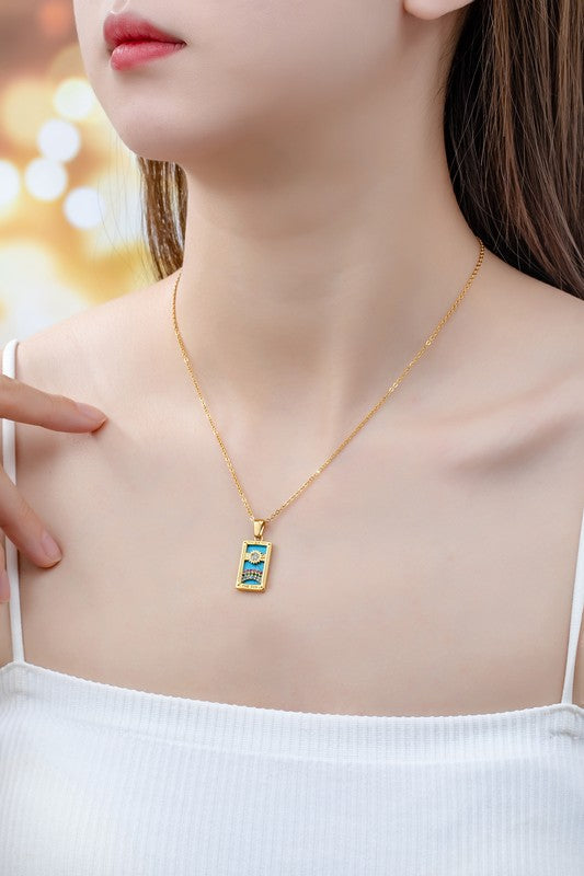 water proof TARROT CARD NATURAL STONE NECKLACE